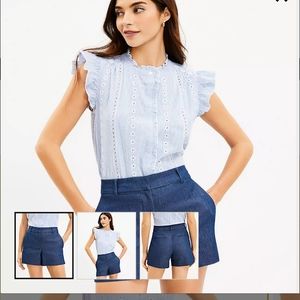 - Loft Rivera dark denim belt loop shorts